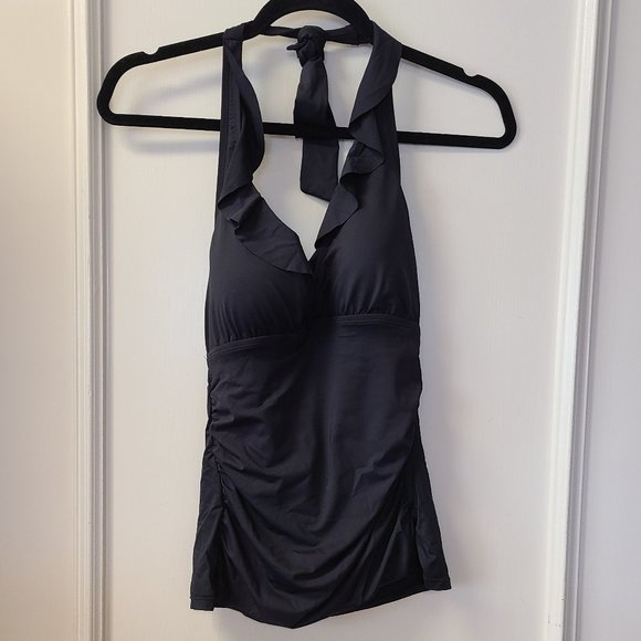🌺SOLD🌺 Ralph Lauren Black Ruffle Tankini Sz 10 - Picture 2 of 4